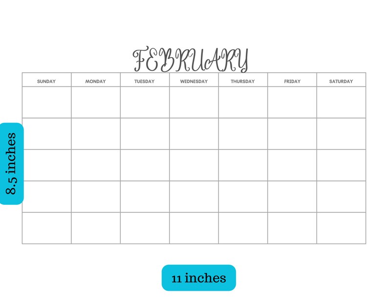 Minimalist Blank Calendar Printable | Undated 12-month Editable Canva ...