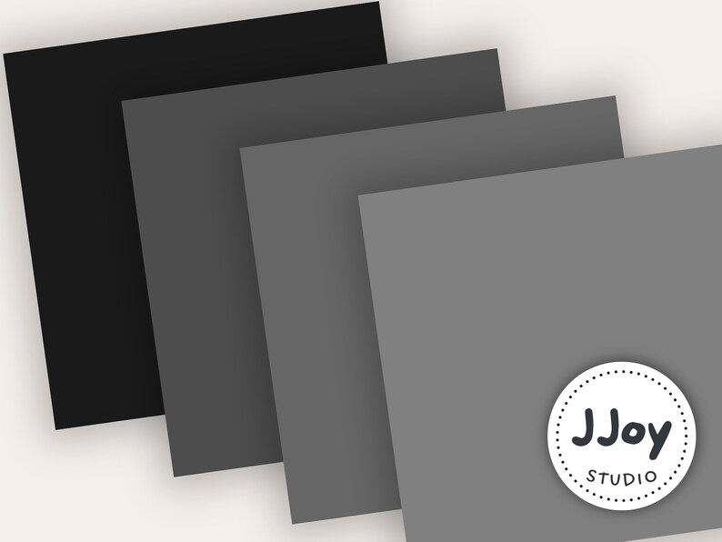 Black Color Paper Printable Set 12x12 Black and Gray Digital Etsy