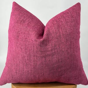 Hot Pink Thick Linen Pillow Cover, Decorative Throw Pillow (20x20)