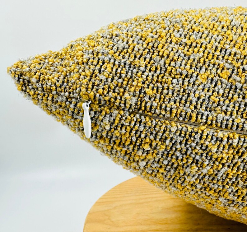 Textured Yellow Pillow Cover, Boho Woven Throw Pillow, Yellow Woven