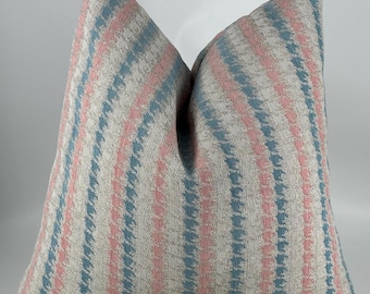 Houndstooth Pillow Cover, Pink Blue Decorative Cushion Cover, Textured Throw Pillow, Neutral Home Decor