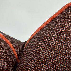 Gewebte Fischgrät Kissenbezug mit Orange Chenille Paspel, gewebter Kissenbezug, Fischgrät Euro Sham, Halloween Geschenk, Alle Größe, 20x20