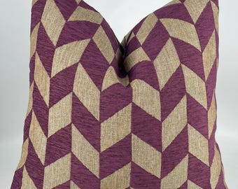 Purple Gold Geometric Pillow Cover, Modern Decorative Cushion, Luxury Accent Pillow Case