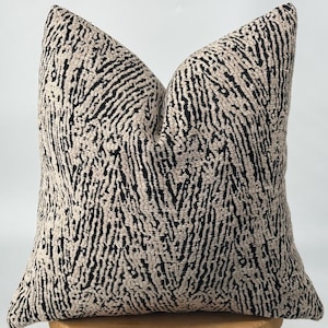 Beige and Black Textured Pillow Cover,Chenille Pillow,Throw Pillows for Couch,20x20