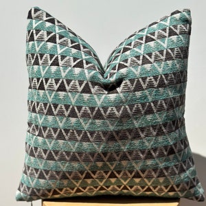 Minty Geometric Pillow Cover,EuroSham Cover,Decorative Cushion Cover,Minty Green,Geometric Textured Thick Fabric, Halloween Gift,Decorative