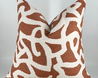 Rust Abstract Throw Pillow Cover,Modern Decorative Cushion for Sofa,Neutral Boho Pillow,Custom Sizes Available,Hallowen Gift,20x20,Euro Sham