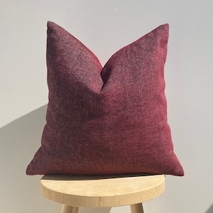 Burgundy Luxury Linen Pillowcase,Burgundy Thick Linen,Soft Pillow,Decorative Throw Pillow,Pillow for Sofa and Couch,Halloween Gift,20x20