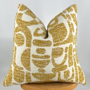 Modern Textured Mustard Throw Pillow Cover,Abstract Tufted Accent Cushion,Geometric Boho Pillow for Sofa Couch or Bed,Decorative Pillowcase