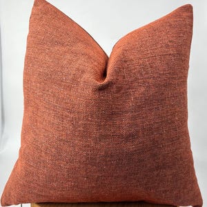 Textured Brick Linen Pillow Cover, Burnt Orange Decorative Cushion Case
