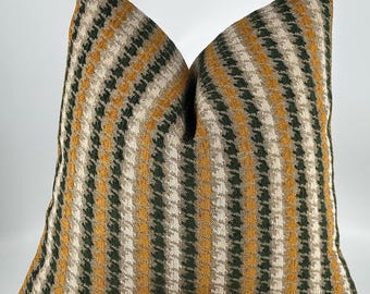 Woven Houndstooth Pillow Cover, Green Mustard Throw Pillow, Textured Boho Cushion, Rustic Home Decor, Farmhouse Accent Pillow