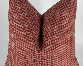 Red and White Houndstooth Patterned Pillowcase,Throw Pillows,Upholstery Linen Fabric