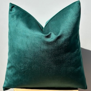 Green Velvet Pillow Case,Green Euro Sham Cover,Cotton Velvet Soft Fabric,Emerald Cushion ,Pillow Cover For Sofa and Bed,Mother&#39;s Day