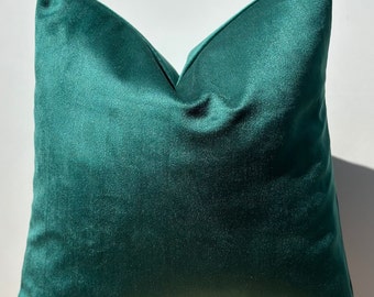 Emerald Green Velvet Pillow Cover, Soft Cotton Euro Sham Pillowcase