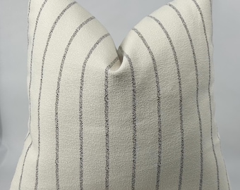 Neutral Striped Pillow Cover, Farmhouse Throw Pillow, Beige Linen Look Cushion Cover, Modern Rustic Decor, Sofa Pillow Cover