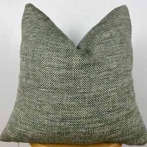 Green and Beige Basketweave Woven Pillow Cover,Natural Linen Textured Thick Fabric,Green and Beige Linen Pillow,Decorative,Halloween Gift
