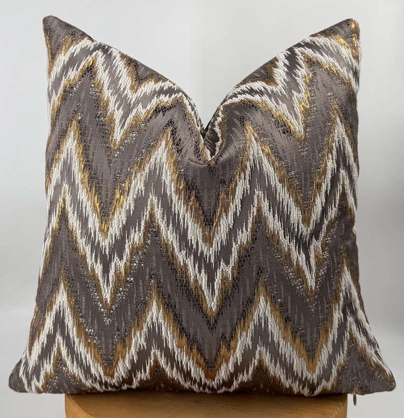 Neutral Gray Gold Throw Pillow,luxury Chevron Pillow Cover,modern ...