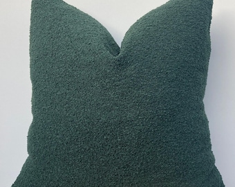 Getextureerd chenillekussen, bosgroen bouclésierkussen, decoratieve kussenhoes, alle maten