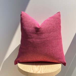 Magenta Luxury Linen Pillow Cover,Hot Pink Thick Linen Soft Pillow,Decorative Throw Pillow,Handmade Pillowcase,Pillow Sofa,Mother's Day