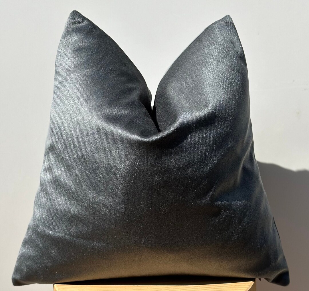 Gray Velvet Pillow Covergray Euro Sham Covercotton Velvet Etsy