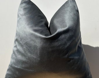 Silver Velvet Pillow Cover,Shiny Soft Throw Pillow,Modern Luxury Cushion Cover,Decorative Pillowcase for Sofa or Bed,18x18,Housewarming Gift