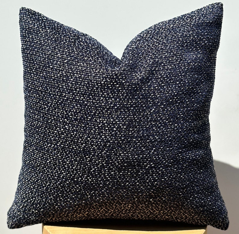 Navy Blue Chenille Cotton Textured Pillow Cover (20x20) - Etsy