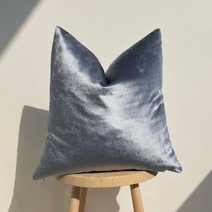 İce Blue Iridescent Cotton Velvet Pillow Cover,Silver Euro Sham PillowCover,Decorative Pillows For Sofa,Gray Cushion Cover,Halloween Gift