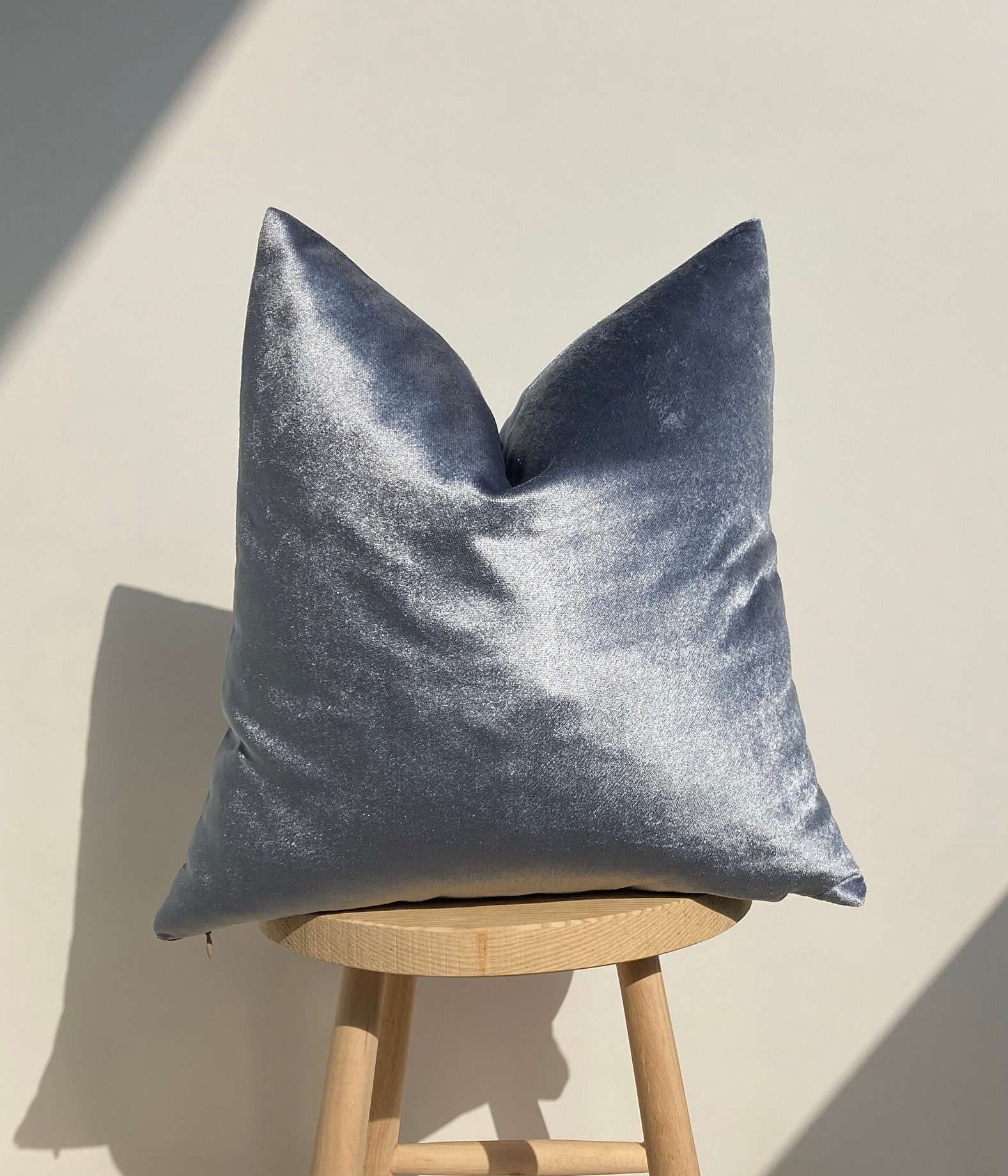 İce Blue Iridescent Cotton Velvet Pillow Cover,Silver Euro Sham PillowCover,Decorative Pillows For Sofa,Gray Cushion Cover,Halloween Gift