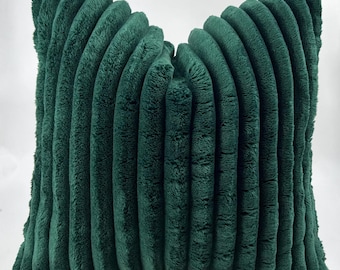 Green Curduroy Pillow Cover,Ribbed Velvet Throw Pillow for Sofa,Cozy Modern Couch Cushion