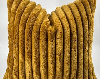 Mustard Curduroy Pillow Cover,Ribbed Velvet Throw Pillow for Sofa,Cozy Modern Couch Cushion