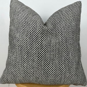 Black and White Basketweave Woven Pillow Cover,Natural Linen Textured Thick Fabric,Black and White Linen Pillow,Decorative,Mother's Day