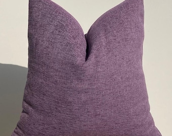Purple Pillow Cover,Thick Textured Cushion Cover,Euro Sham,Lavender Linen Pillowcase,Christmas Pillows