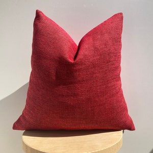 Red Luxury Linen Pillow Cover,Hot Red Thick Linen Soft Pillow,Decorative Throw Pillow,Red Pillow Sofa and Couch,Handmade,Christmas Gift