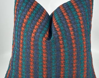 Textured Geometric Pillow Cover, Teal Orange Blue Throw Pillow, Modern Boho Cushion