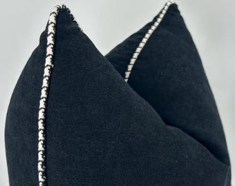 Black Chenille Throw Pillow Cover, Modern Decorative Cushion, Minimalist Luxury Pillow, Black Accent Pillow, Sofa Decor, 20x20 pillowcase