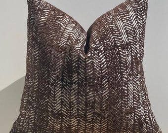 Brown Textured Pillow Cover, Cotton Wool Blend, Fall Home Decor
