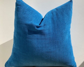 Funda de almohada Chenille azul, almohada de tiro suave azul, funda Euro Sham azul, funda de cojín de dormitorio, funda de almohada de sofá de salón, Día de la Madre