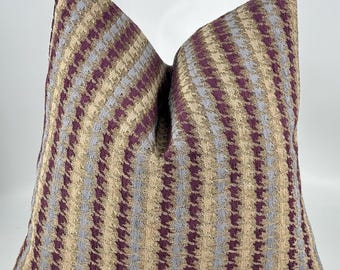 Purple Beige Houndstooth Pillow Cover, Geometric Woven Throw Pillow, Boho Cushion Cover, Plum Blue Home Decor