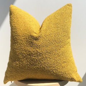 Mustard Boucle Textured Pillowcase,Fall Decor,Sherpa Yellow Pillow,Throw Pillow