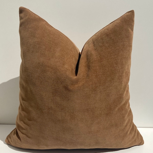 Camel Brown Chenille Pillow Cover,Brown Soft Throw Pillow,Brown Euro Sham Cover,Bedroom Cushion,Decorative Cushion Cover,Mother's Day