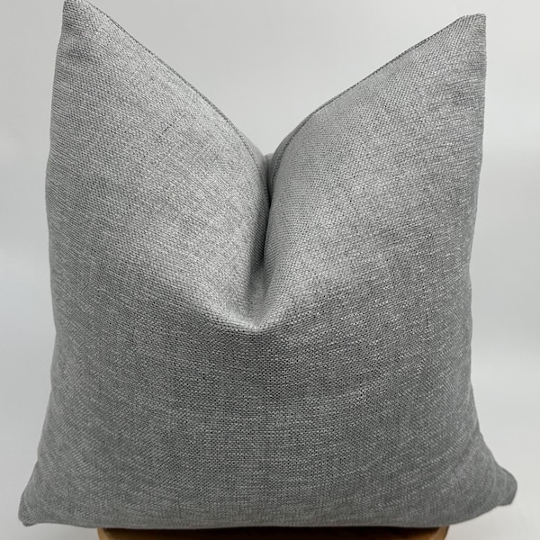 Soft Gray Linen Throw Pillow Cover,Decorative Pillowcase,Textured Cushion Cover,20x20