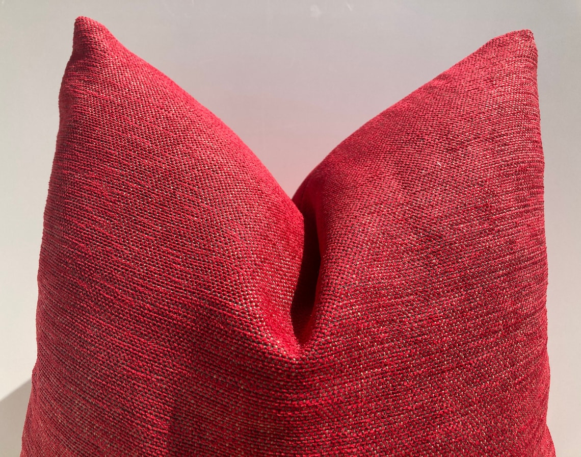 Red Luxury Linen Pillow Coverhot Red Thick Linen Soft Etsy