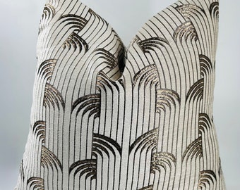 Beige jacquard kussensloop, luxe Euro-deken, sierkussen, luxe kussen, beige en heldere koperkleur getextureerde geweven stof, Halloweencadeau