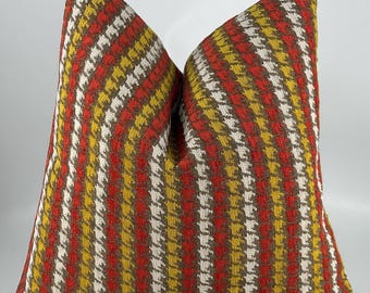 Red Mustard Houndstooth Pillow Cover, Textured Woven Cushion Cover, Boho Throw Pillow