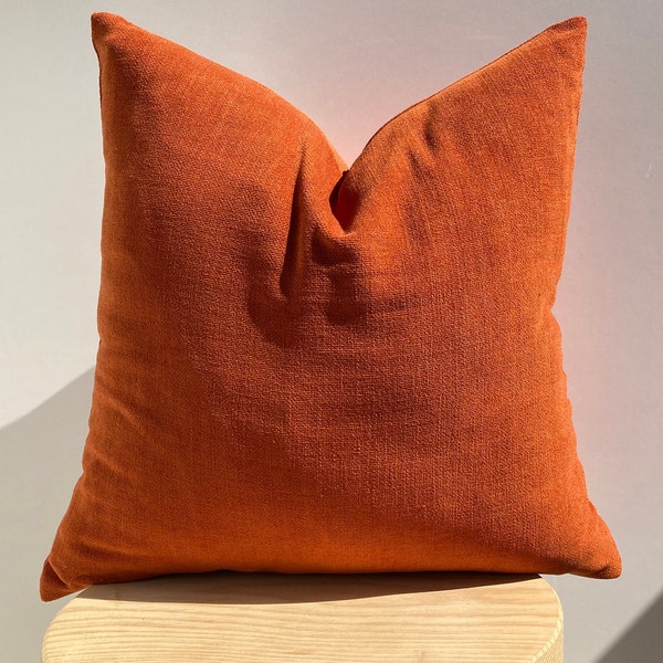 Orange Chenille Pillow Cover,Orange Soft Throw Pillow,Orange Euro Sham Cover,Decorative Pillow Cover,Livingroom Pillowcase,Mother's Day