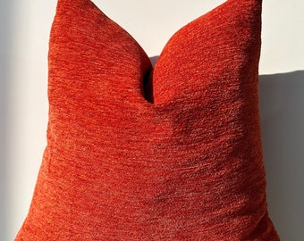 Orange Chenille Linen Pillow Cover,Soft Textured Chenille Pillow,Orange Mealy Pillowcase,Throw Pillow,Hot Orange,Decorative ,Mother's Day