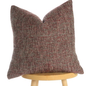 Burgundy and Black Basketweave Woven Pillow Cover,Natural Linen Textured Thick Fabric,Burgundy and Black Linen Pillow,Halloween Gift
