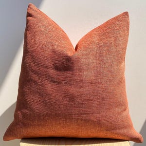 Textured Brick Linen Pillow Cover, Burnt Orange Decorative Cushion Case