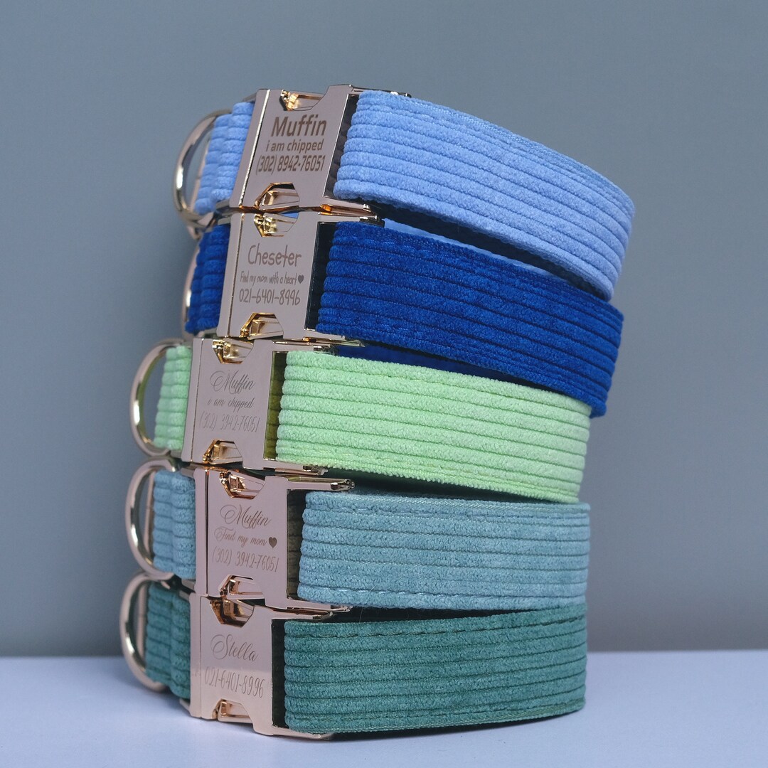 Dog ID Tag Collar Luxury Fabric Dog Collar Personalized Etsy