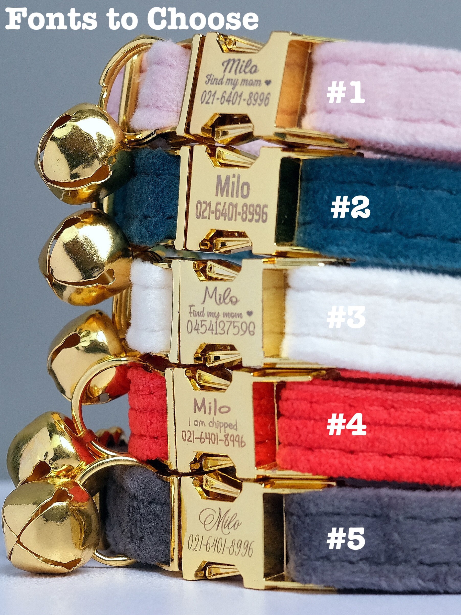 Cat Collar With Name Tag Velvet Cat Collar Cat Collar With Etsy