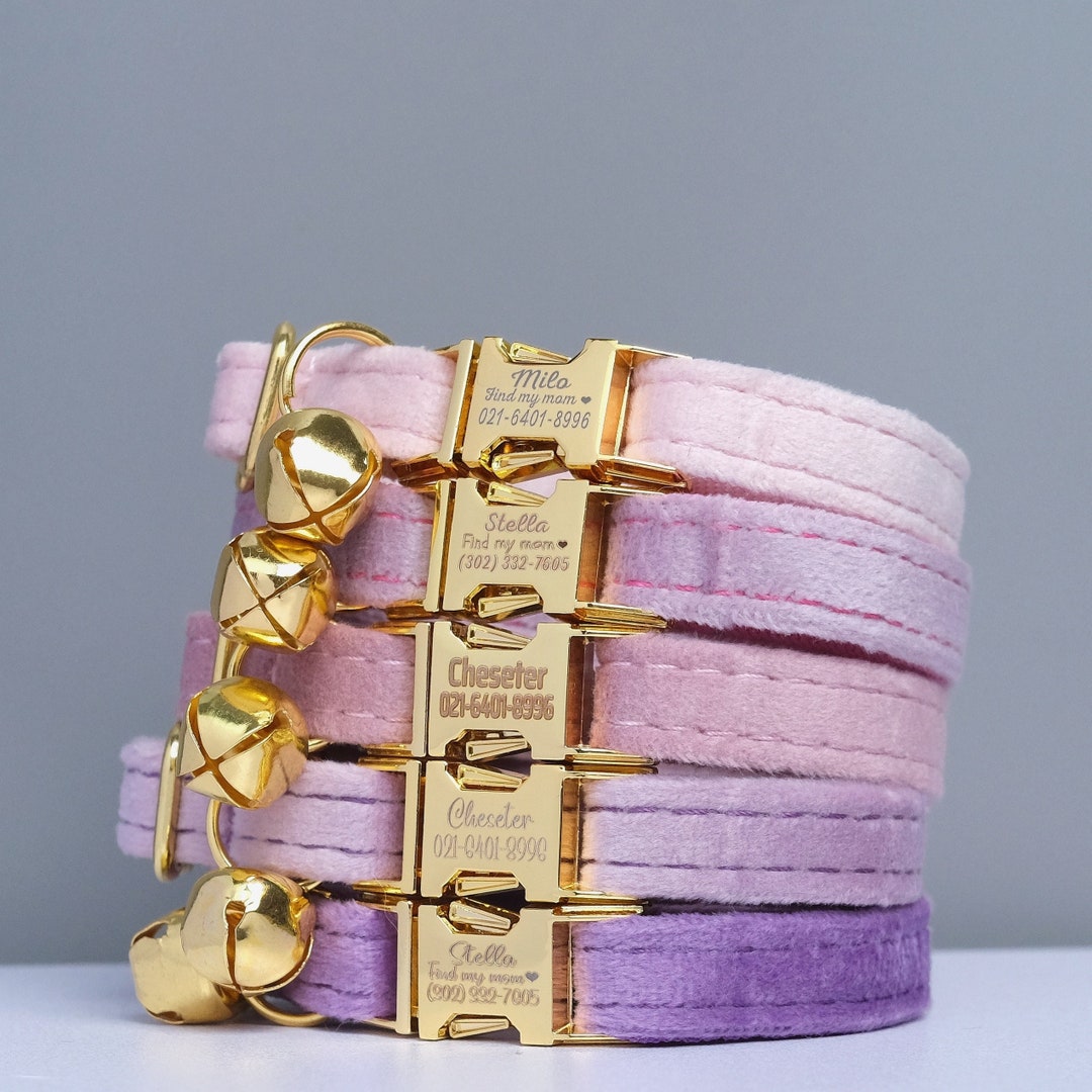 Personalized Cute Cat Collar, Velvet Cat Collar, Light Color Collar